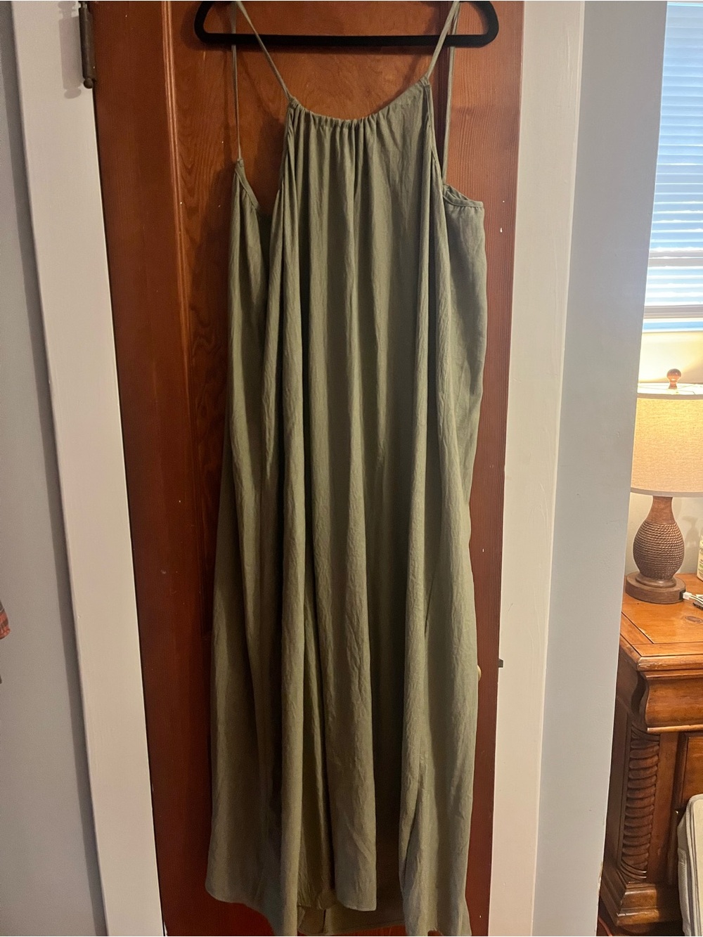SHEIN Olive Green Spaghetti Strap Maxi Dress